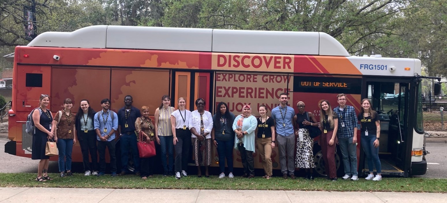 travel training group outside a bus