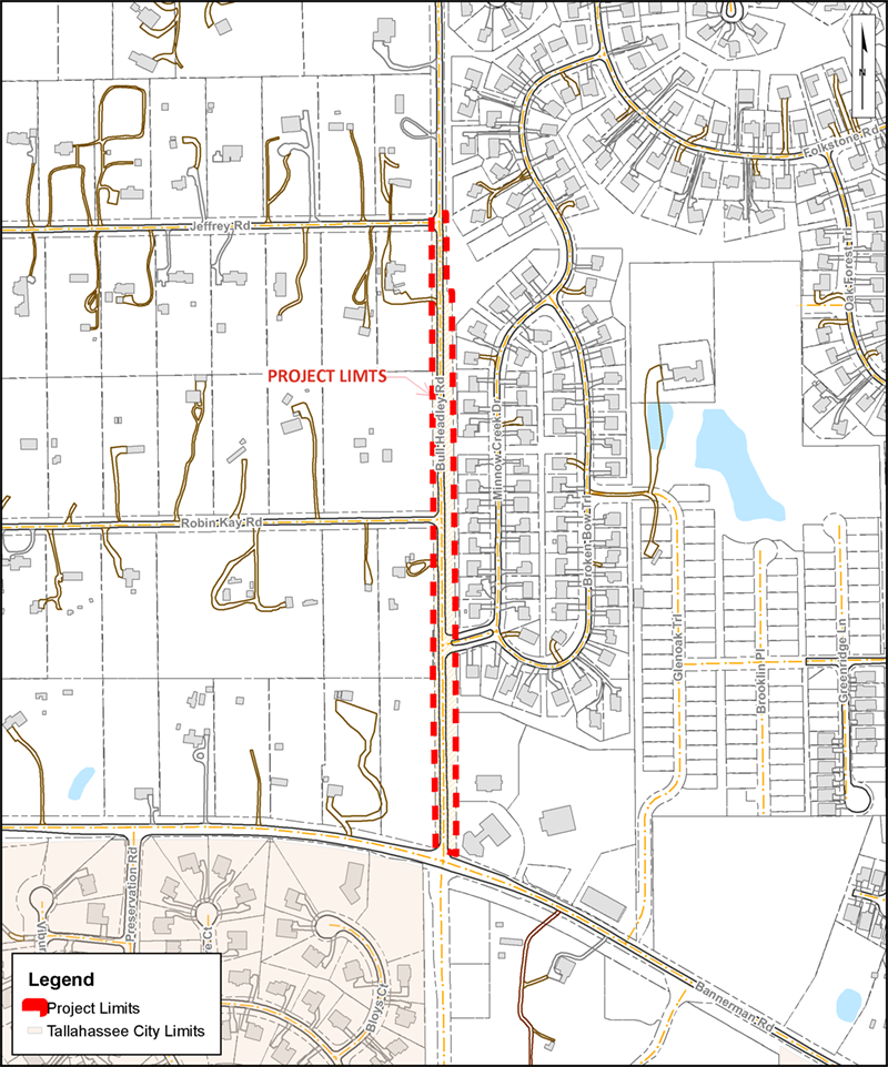 a map of the project area along Bull Headley Road north of Bannerman Road