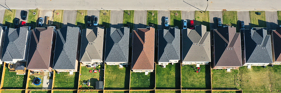 Aerial view of some houses